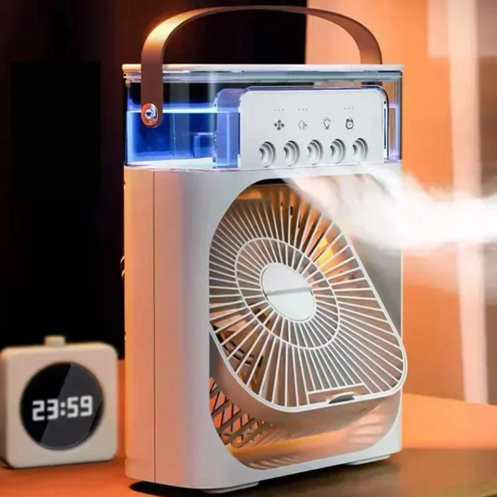 Ventilateur et Humidificateur Brizéo 3-en-1 : Refroidisseur d’air, humidificateur & veilleuse LED