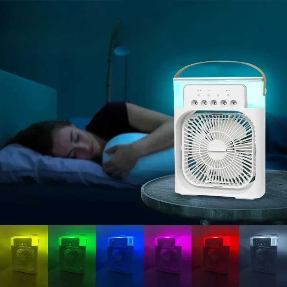 Ventilateur et Humidificateur Brizéo 3-en-1 : Refroidisseur d’air, humidificateur & veilleuse LED