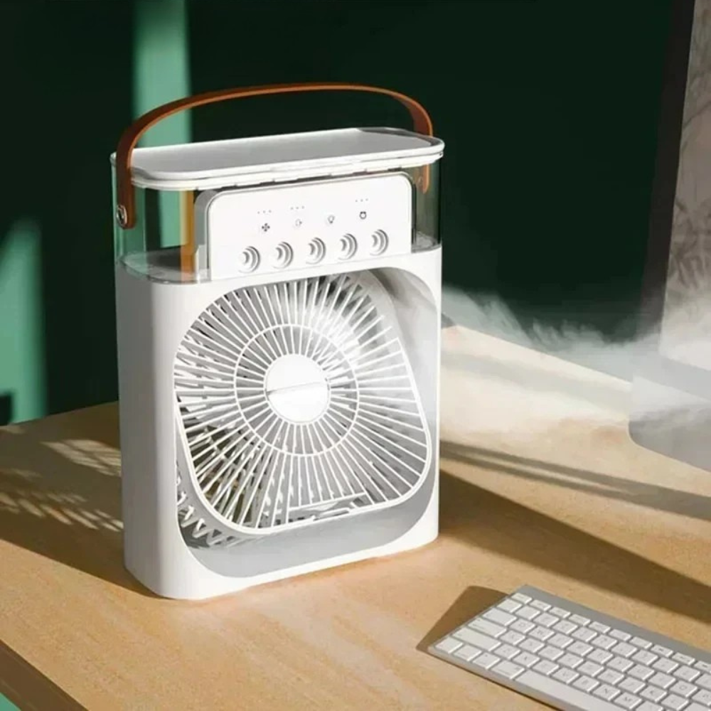 Ventilateur et Humidificateur Brizéo 3-en-1 : Refroidisseur d’air, humidificateur & veilleuse LED