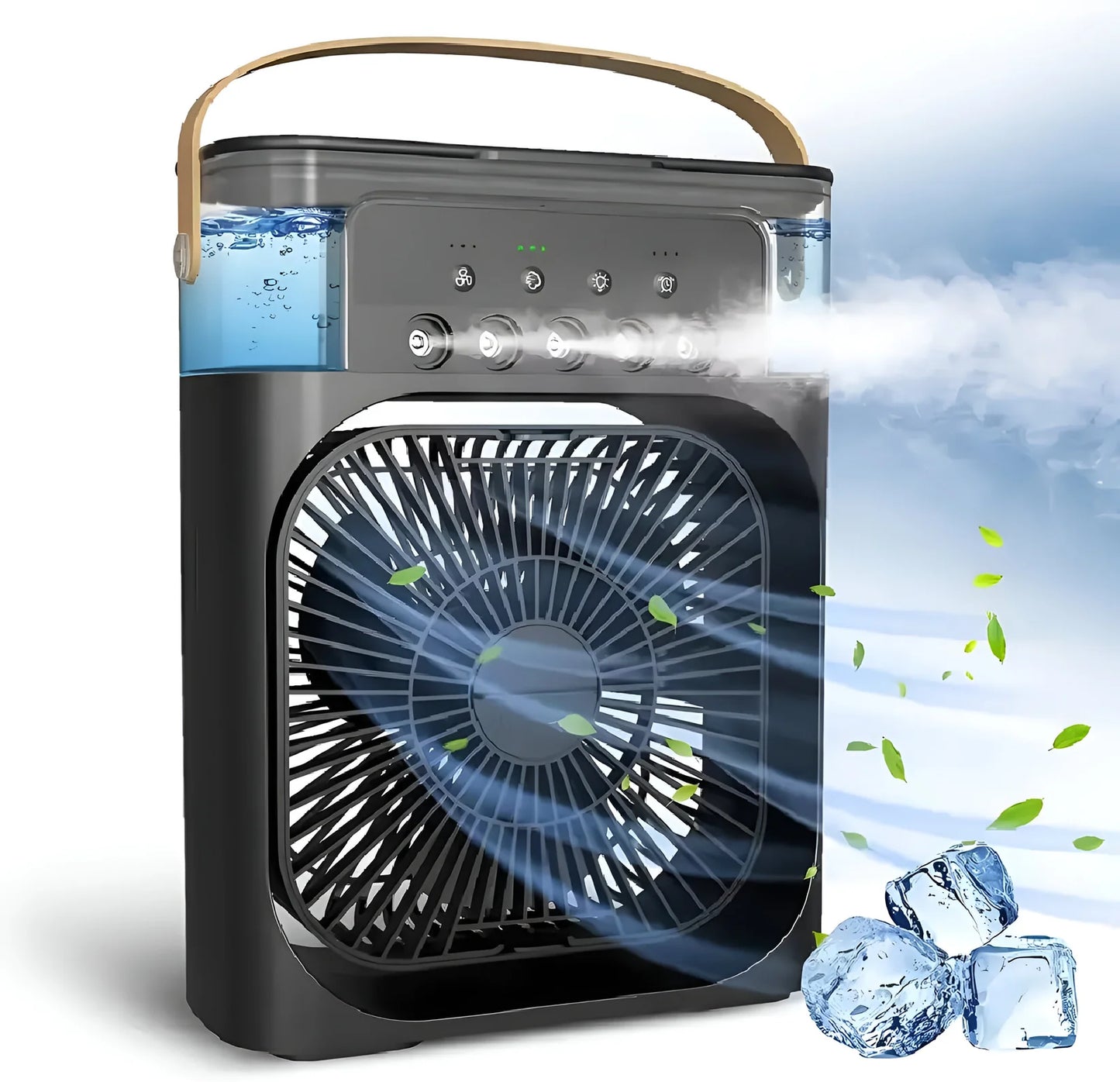 Ventilateur et Humidificateur Brizéo 3-en-1 : Refroidisseur d’air, humidificateur & veilleuse LED